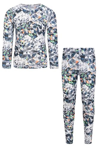 Mountain Warehouse Talus Kids Base Layer Top - Breathable & Lightweight Moisture Wicking Baselayers, Boys & Girls - Autumn Winter, Outdoors, Travelling & Hiking Monochrome Kids Size 5-6 Years
