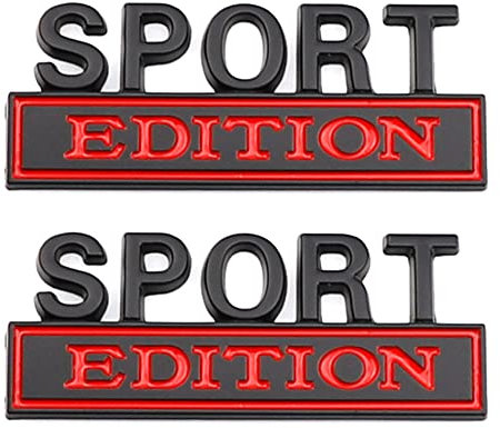 2 Stück Sport Edition Emblem passend für alle Fahrzeugtüren, Karosseriegepäck und andere Gegenstände (schwarz-rot)