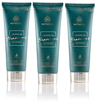 NUTREEOIL 3er-Set Leave-In Haarcreme 200ml | Für Locken und glattes Haar | Mit Cacay Öl | Intensive Feuchtigkeit | Leichte Kämmbarkeit | Anti-Frizz | Vitamin E | Vegan