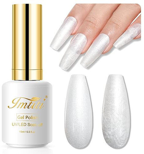 Pearl Gel Nail Polish, Imtiti 1 Pcs 15ml White Color Soak Off LED Long-Lasting Nail Gel Polish Nail Art Starter Manicure Salon DIY at Home, 0.5 Fluid Ounces