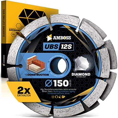 Amboss Diamant Trennscheibe UBS 12S Ø 150 mm x 22.23 UBS 12S - Trennen von leicht armiertem Beton/Stein/Baumaterialien - Diamantscheibe/Diamanttrennscheibe für Winkelschleifer