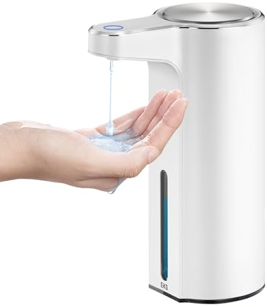 EKO Aroma Touchless Automatic Soap Dispenser for Bathroom and Kitchen, Liquid Hand Soap Dispenser, Rechargeable, 9 fl oz (White)