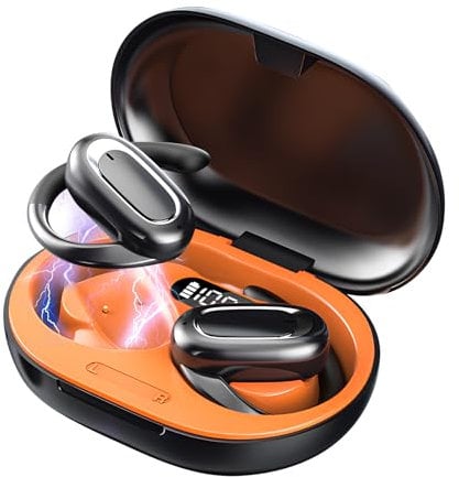 OneNine Sport Kopfhörer Bluetooth, T35 Open Ear Kopfhörer Bluetooth 5.3 mit HD Mic, Earbuds mit Ohrbügeln, 24 Std. Spielzeit, ENC Anruf Noise Cancelling, IPX5, Ohrhörer für Büroarbeit/Sports