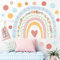 Tanlaby Großer Regenbogen Wandtattoo Bunte Regenbogen Blumen Wandsticker Boho Punkte Wandaufkleberr für Mädchen Babyzimmer Wohnzimmer Schlafzimmer Kinderzimmer Hause Wanddekorationn