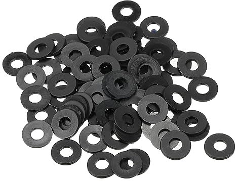 PATIKIL M4 Arandela Plana de Nylon, 80Pcs Arandela Plana de Plástico Redondo Juntas Toricas Sellado Espaciador para Tubería Manguera Sujetador Perno, 4x10x1mm (ID*OD*Gorsor), Negro