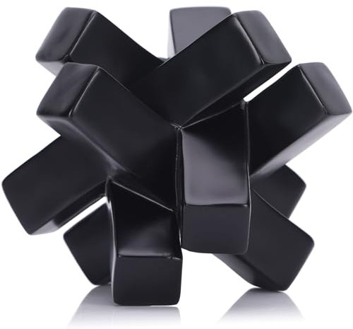 Decoración de nudo negro para estantes, estatua geométrica negra, estante de objetos decorativos modernos, detalles negros de decoración del hogar, estantería minimalista, soporte de TV, mesa de café,