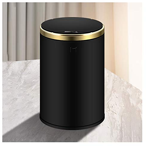 Poubelle de recyclage des ordures poubelle intelligente avec couvercle poubelle de cuisine automatique sans contact en acier inoxydable (noir 12L)