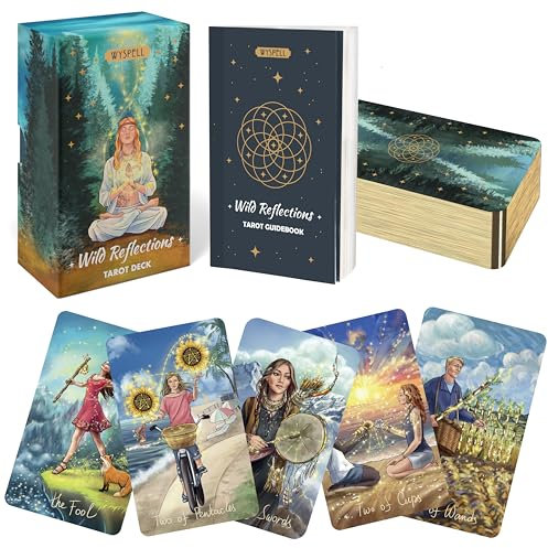 Wyspell Wild Reflections - Cartes de Tarot inspirées de la Nature avec Guide (français Non Garanti), Beau Jeu de Cartes de Tarot pour débutants