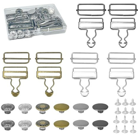 3 Sets Metal Dungaree Buckles with Rectangle Slider Fasteners, Durable Brace Buckles, Adjustable Slide Glide Buckle for Jeans, Handbags, Jackets, Work Clothes, Dresses（Bronze, Gun Black, Silver）