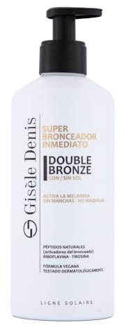 GISÈLE DENIS - Super Bronceador Corporal Inmediato Double Bronze 400 ml, Bronceador en Crema, Acelerador del Bronceado para Cuerpo, Bronceador Solar, Agradable Fragancia Natural, Fórmula Vegana