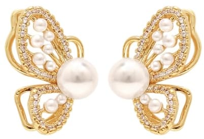 Ohrringe 2024 koreanische Mode Temperament Imitation Perle Intarsien Persönlichkeit Schmetterling Gold Ohrringe für Frauen Geburtstagsgeschenke