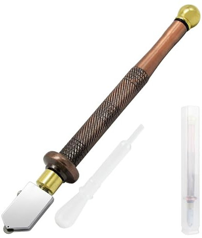 Outil de Coupe Verre Professionnel,Gamme de Coupe de 3 à 23 mm,Verre pour Verre Épais, Carreaux, Miroirs et Mosaïques - Kit de Coupe avec Pointe en Carbure Durable et Système d'Huile Automatique