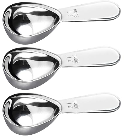 NEOUZA Juego de 3 cucharillas de café de acero inoxidable 304, 30 ml, cuchara dosificadora para granos de café, té suelto, azúcar, harina