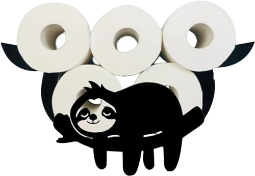 Toilettenpapierhalter Schwarz Metall Schaf/Hund,Klopapier Aufbewahrung Klopapierhalter Schwarz,Wandmontage Freistehend Schaf Toilettenrollenhalter Wandmontage Schafform Dekoration (Faultier)