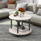 MOFLUT Round Coffee Table Side Table with Storage Layer 2-Tier End Tables, for Living Room, Light Khaki Gray