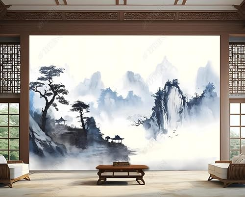 Fototapete Handgezeichnete Bergseewolken Kiefernlandschaft 350X256 Cm Vlies Tapeten Xxl Moderne Wandtapete Wohnzimmer Schlafzimmer