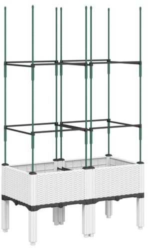 vidaXL Pflanzkübel mit Rankgitter Weiß 80x40x142,5 cm PP