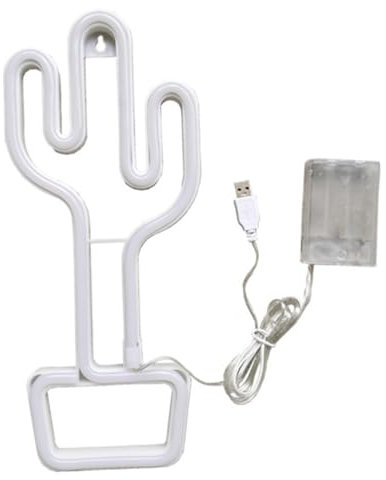 OSALADI Hängende Led-leuchtreklame Hängende Geführt Pflanzen Kaktuslicht Leuchtreklamen Wandhaken Dekorativ Kaktus- Hausschild Wanddekoration Leuchtreklamen Für Kneipe Stk Weiß