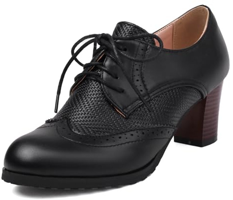 Gicoiz Brogue Oxford Femmes Bureau Travail Lacets Pump