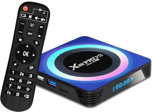 Android tv box,X13 Android 13.0 4GB RAM 64GB ROM RK3528 Quad-Core 64bit Cortex-A53 Mali 450 MP2 GPU Support 8K 3D 1080P 2.4/5.0GHz WIFI BT5.0 10/100M Ethernet DLNA USB 3.0 H.265