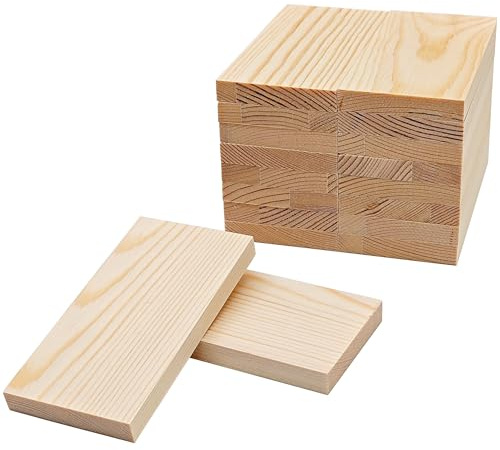HAOBIN bastelholz klötzchen Holzbausteine bastelklötzchen Hölzchen 100x50x10 mm holzklötze Holzleiste Holzstäbchen basteln Holz für Heimwerkerprojekte und Deko,Bau und Vertäfelung (18)