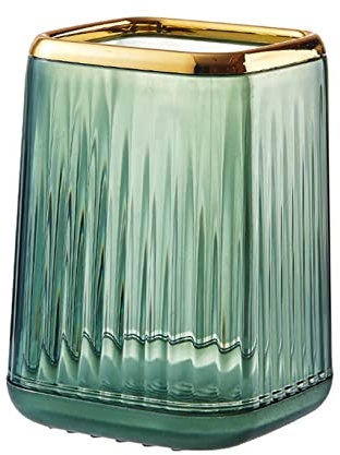 XJKLBYQ Makeup Brush Holder Stylish Green Clear Cosmetic Storage Box Office Pen Container Desktop Makeup Cup Toothbrush Holder