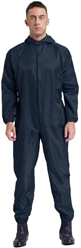 CHICTRY Tuta Intera da Lavoro Uomo Tuta Meccanico Protettiva Cerniera e Cappuccio Blu scuro XL