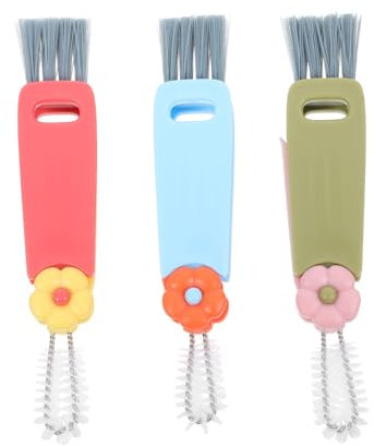 PartyKindom 3pcs Portable Cup Lid Cleaning Brush Multifunctional Bottle Cap Cleaner for Thorough Maintenance of Lids Cups and Kitchen Appliances Space-Saving Design for Easy Storage