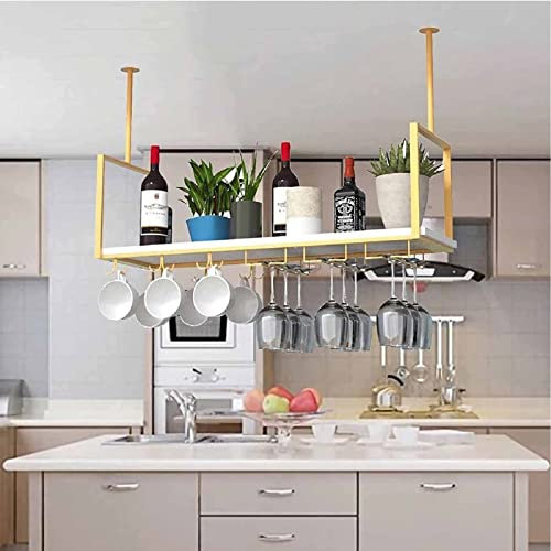 Generico Portabottiglie sospeso, portabicchieri da Vino sospeso, portabottiglie sospeso - Portabicchieri da Vino da soffitto, espositore in Legno massello da Parete/mensola da Parete, portabicchieri