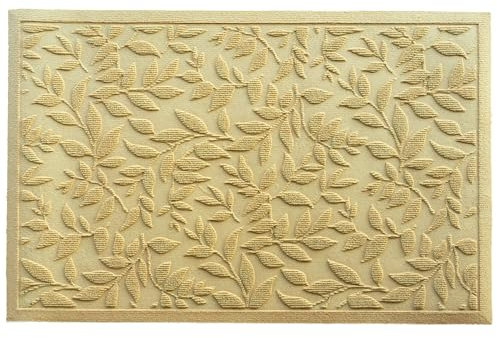 Grüne Blätter Fußmatte Innen Und Außen, Mit Anti-Rutsch-Funktion Schmutzfangmatte, Robust Und Strapazierfähig Fussmatte Aussen Aus Gummi, (Beige, 45X75CM)