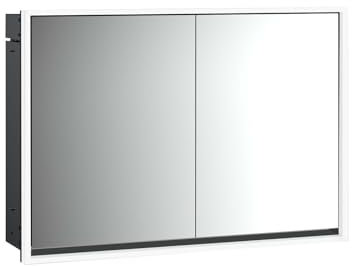 Emco loft Lichtspiegelschrank, 1000mm, 2 Türen, Unterputzmodell, schwarz/Spiegel, 9798133, Ausführung: 2 Türen