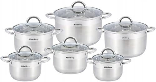 KlönBerg 12-teiliges Topfset, Edelstahl, Induktion,mit Deckel,funktionell KB2503