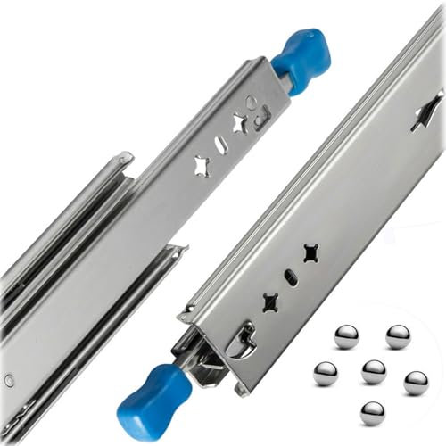 SWEPER 250-1500 mm Schubladenschienen mit Schloss Schwerlastauszüge Schubladenauszug Kugellager Schwerlast-Vollauszug Belastbar Bis 200 kg für Schubladen Rollenauszug 1 Paar(250mm/10Zoll)