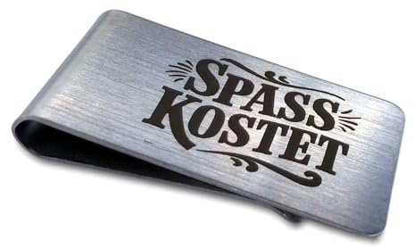 Geldklammer, Geldclip, elegant und edel aus gebürstetem Edelstahl. viele Verschiedene gravierte Motive (Spaß kostet)