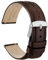 WOCCI 20mm Uhrenarmband für Herren und Damen, Echtes Leder - Top Genarbtes Leder, Schnellverschluss, Silberne Schnalle (Dunkelbraun)