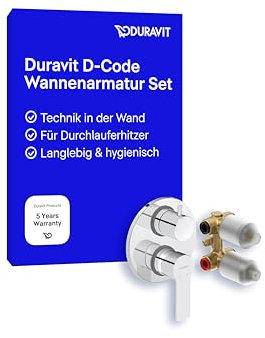 Duravit D-Code Wannenarmatur Set für 2 Verbraucher, inkl. Fertigmontageset mit Unterputz-Grundkörper, Einhebel-Brausemischer mit Keramikmischsystem, Chrom