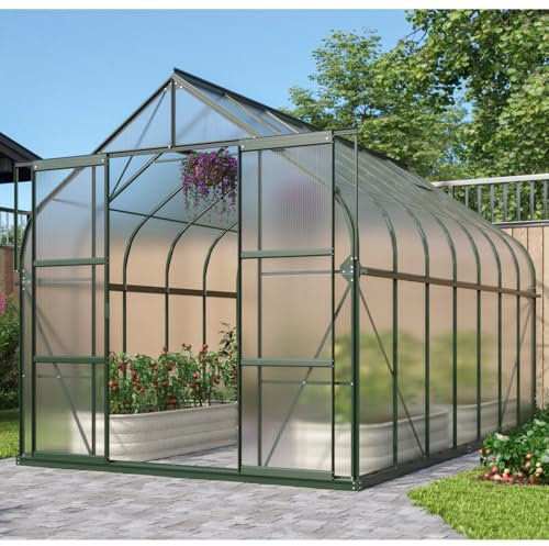 Vitavia Gewächshaus Dione 11500 inkl. Stahlfundamentrahmen, smaragd grün, 11,5 m², 4 mm HKP | Wetterfestes & stabiles Treibhaus | Perfekt für Gemüse & Pflanzen | Robust & langlebig