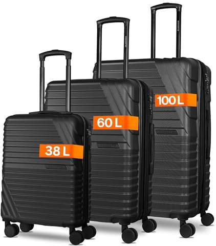 Cocoono Kofferset – 3-teiliges Koffer Hartschale Set aus ABS mit TSA Schloss, 4 Doppelrollen, Dehnfalte, 360° drehbar, leicht & robust – Reisekoffer mit Rollen Set in Größe M, L, XL (anthrazit)