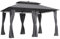 Outsunny Pavillon mit Doppeldach, Solar-LED, 4x3 m Wasserabweisend Stabil Winterfest Gartenpavillon mit Seitenteile, Garten-Pavillon aus Metall, für Garten, Terrasse, Dunkelgrau