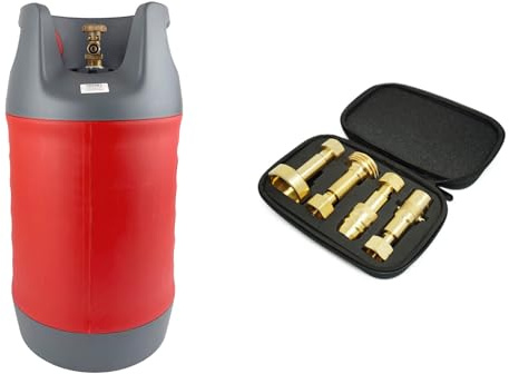 HausundWerkstatt24 CAMPKO-Set Komposit Gastankflasche mit Füllstopp 14 kg - 24,4 Liter + LPG-Flaschentankadapterset Europa