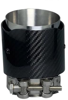 Endrohrblenden 1 Stück Einlass: 89 Mm Auslass: 101 Mm Universal-Auspuffspitzen Matt/glänzend 3 Karat Kohlefaser Schalldämpfer Auspuffrohrhalterung Schwarz Auto Auspuffblende(In89 matte silver 1)