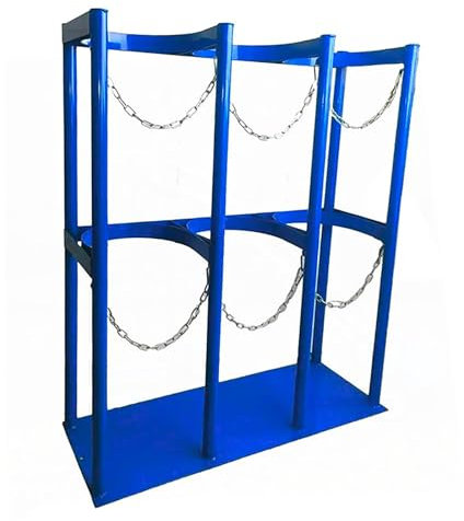 Soporte Para Botella De Oxígeno Soporte grande de metal para cilindros de oxígeno de 1, 2 y 3 botellas, para montaje en suelo, para taller/hospital, con cadena ajustable, portátil(3 Bottles - 88cm (34