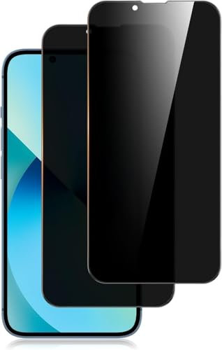 Mugust 2 Stück Sichtschutz Panzer Schutz Glas für iPhone 14/13/13 Pro/16e, Panzer Schutz Glas Folie Displayschutzfolie für iPhone 13 (Schwarz*2)