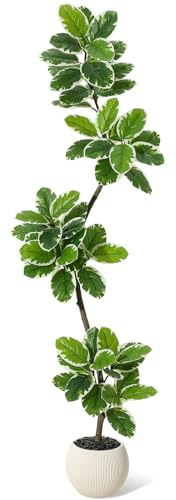 Garvee Plantas Artificiales de 180 cm, Plantas Falsas de higuera Artificial con Maceta Blanca, árbol Artificial, Plantas de plástico Grandes, Plantas Artificiales para Interior y Exterior, habitación