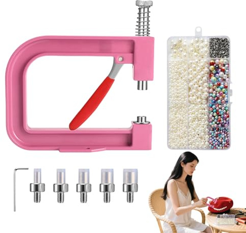 Pressa manuale - Strumenti per l'incastonatura di perle da 4,72 pollici, set di borchie per rivetti resistenti, macchina per strass per perle in metallo | Dispositivo per la creazione di rivetti appli