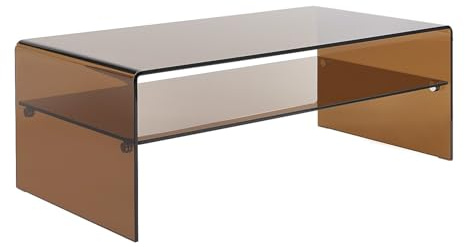 Vente-unique - Couchtisch Stileos - Glas Braun 120 cmx60 cm | Stauraum inklusive|Design Stil|Braun|Glas