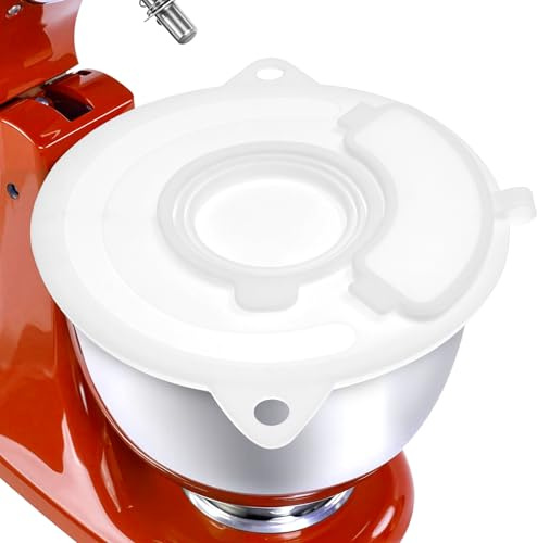 Zhjiutak Silicone Mixer Bowl Cover,Mixing Bowl Lid Dustproof and Splash-Proof, Compatible with KitchenAid 4.5-5 Quart Tilt Head Stand Mixer Splash Proof Lid with Collapsible Bowls Kitchen Attachment