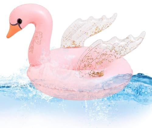 Schwimmringe in Tierform – aufblasbarer Schwanenring für | PVC 55 x 47 x 27 cm, schwimmendes Zubehör für See, Fluss, Teich, Garten, Terrasse, , Hof, Camping, Urlaub