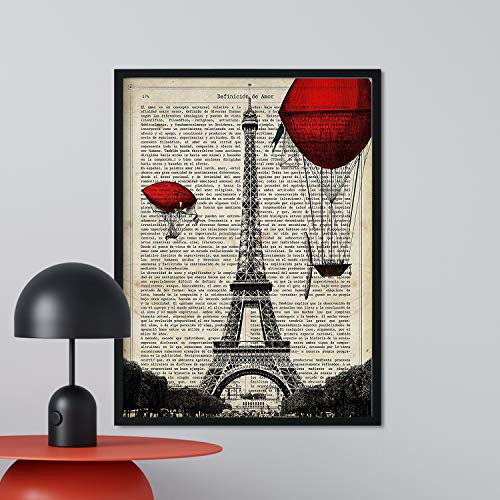 Nacnic Print zum Rahmen von Paris, Eiffelturm. Dekorative Wandblätter. Papier 250 Gramm ...