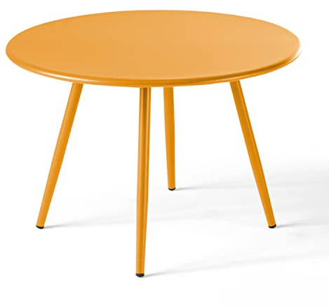 Oviala Couchtisch für den Garten, rund, Metall, Gelb, 50 cm – Palavas